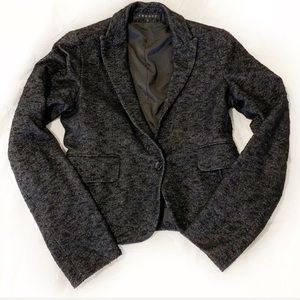 Theory Charcoal Marled Wool Blend Fitted Blazer